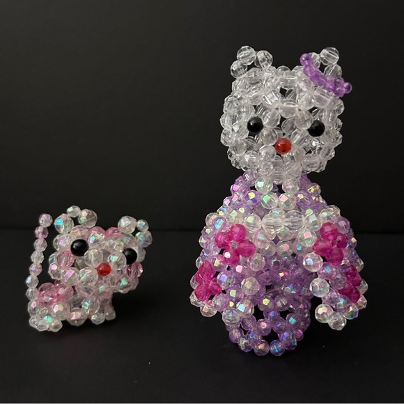 3D beaded cats - set of 2 - Picture 1 of 14